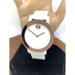 Movado Women's Watch 3600753 Bold White Dial Rose Gold Swiss Quartz 36mm Ceramic